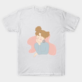 Cute Thinking girl T-Shirt